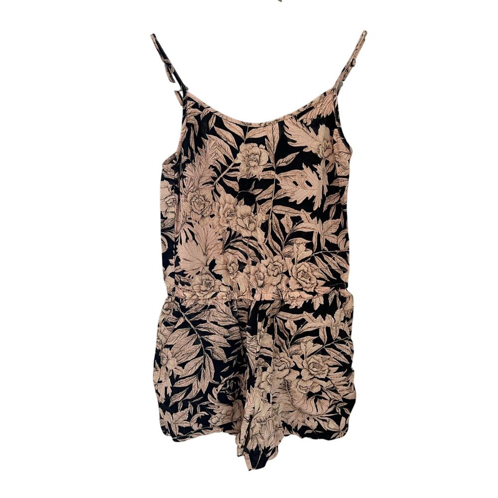 H&M Black and Pink Floral  Spaghetti Strap Shorts Romper Size 2